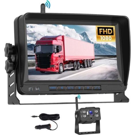 1080P Caméra de Recul sans Fil, HD IPS 7 Pouces Moniteur IP68 Imperméable Vision Nocturne, Grand Angle Aide au Recul Image Flip Caméra de Recul pour Camping Car Caravane Camions Remorques (1/4)