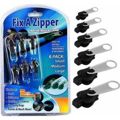 Curseur Fermeture Eclair Clipsable, Zip Fermeture Eclair, Zlideon Curseur Zip Fermeture Eclair, Metallique Fermetures Éclair Kit De Réparation Pour Vêtements, Sac,Vestes, Tentes, Bagages