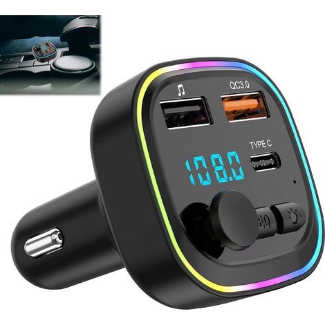 Bluetooth Voiture Transmetteur FM 5.3, Adaptateur Chargeur Allume-Cigare PD 36W & QC3.0 18W Émetteur Support Carte TF (1/5)