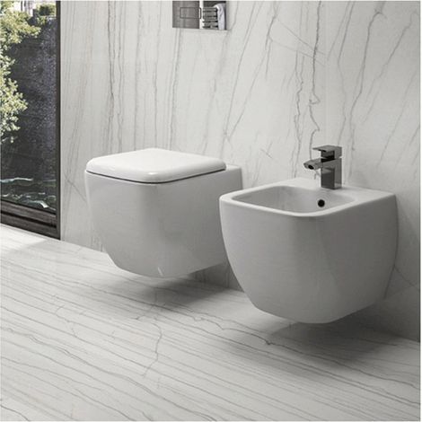 Sanitari sospesi Metropolitan Rak Ceramics: WC, Bidet, Copriwater Bianco (1/3)