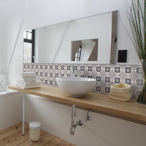 Sticker Mural Carrelage adhésif Cuisine Salle de Bain - 9 STICKERS CARREAUX DE CIMENT AZULEJOS ORLANDO - 9stickers15x15cm (1/5)