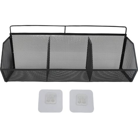 3 Panier Suspendu à Grille, Ouverture Inclinée, Organisateur de Rangement en Fil Métallique pour Cuisine, Salle de Bain, Buanderie, Noir (1/5)