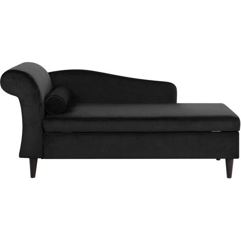 Chaise longue tapizado en terciopelo negro con almacenamiento versión izquierda Luiro (1/5)