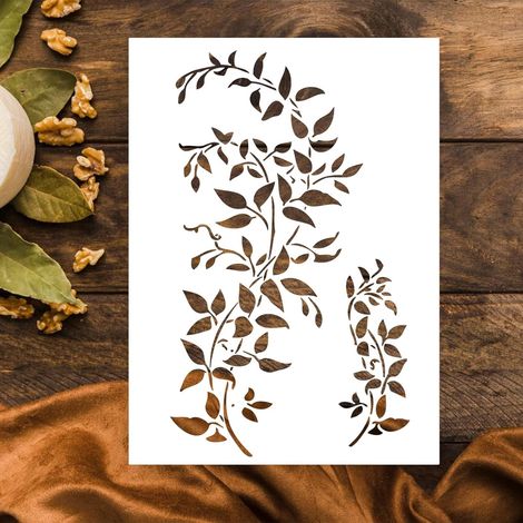 CCYKXALot de 2 grands pochoirs à fleurs pour peinture, format A4 pochoir de vigne, lierre réutilisable, modèle de dessin pour meubles, toile, décoration (1/5)