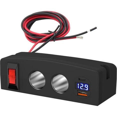 PD+QC3.0 Chargeur Double Prise USB Adaptateur Répartiteur Allume-Cigare avec Voltmètre LED pour Voiture, Camion, Bateau (1/2)