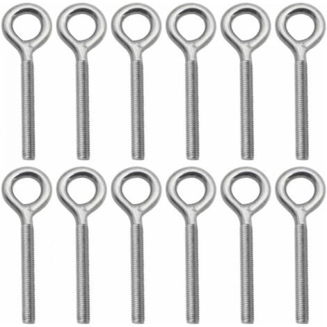Lot de 12 - M8 Boulons à Oeil en 304 Acier Inoxydable Vis à Anneau Piton à Visser pour Balançoire Machine Extérieure (1/5)