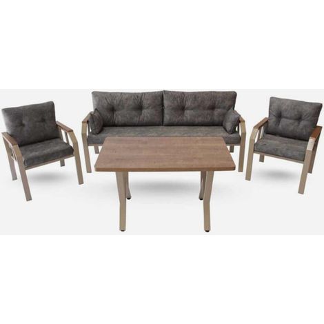 Gartenlounge-Set aus Metall mit Tisch Orven - Grau (1/3)