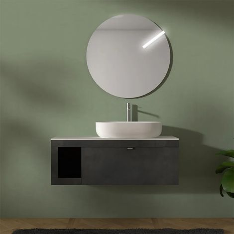 Mobile bagno portalavabo sospeso 110 cm grigio lava con top carrara Maya (1/5)