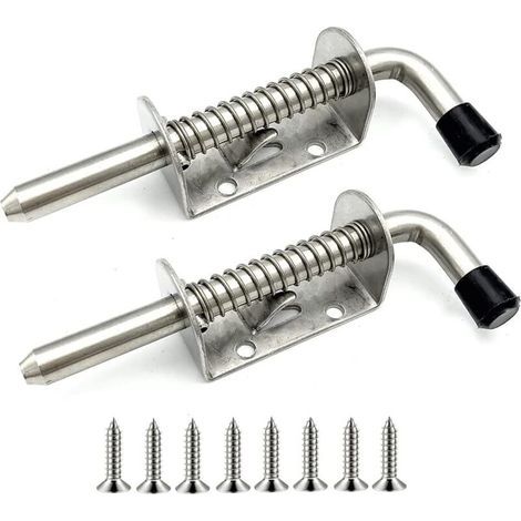 pair Lot de 2 verrous à ressort en acier inoxydable pour porte de garage, abri de jardin, cour, poulailler (128 mm)-Fei Yu
