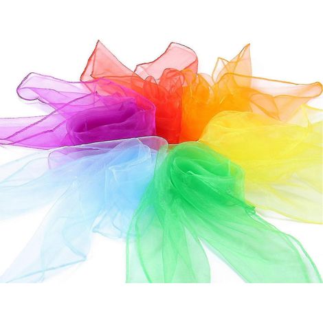 Serviettes en mousseline colorées, serviettes de jeu pour enfants, chiffons de jonglage pour la crèche, chiffons magiques carrés pour spectacles d'enfants 60 x 60 cm (1/5)