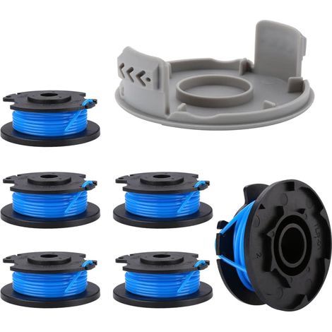 6-teilige Spule – Trimmerfaden – Kompatibel mit Ryobi One & 43 18 V, 24 V, 40 V – Strapazierfähiger Nylon-Polyamid-Faden – Für Gartenarbeiten im Freien – Schwarz – 3,3 m x 1,65 mm (1/5)