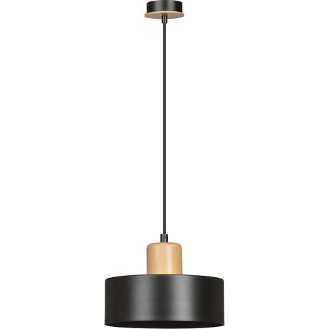 Lampada a Sospensione Torin, Acciaio verniciato a polvere, Legno, Nero, 25x100x25 cm (1/5)