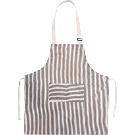 Tablier De Cuisine En Dacron - Rayures Verticales Avec Poches - Protection Anti-Taches Pour Cuisson - Réglable Et Sans Manches - Lot De 1 (1/5)
