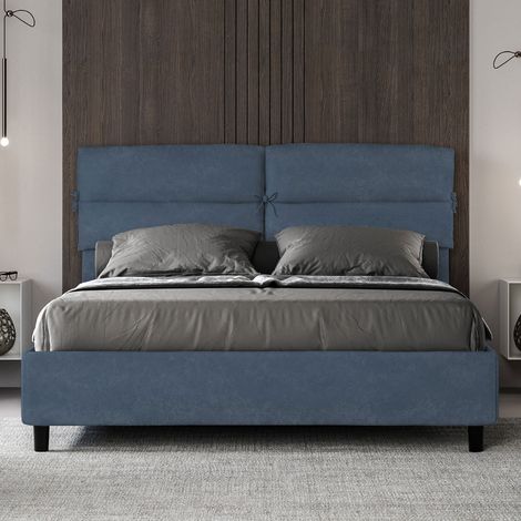 Letto contenitore da 160x190 in microfibra blu Nandy (1/5)