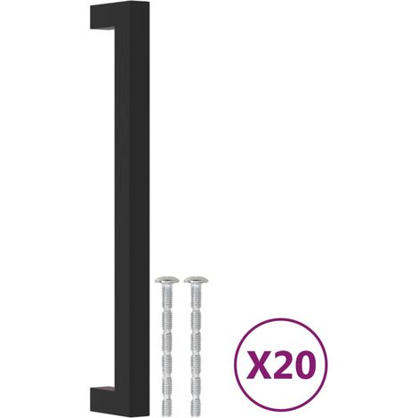 vidaXL Tiradores para armarios 20 uds acero inoxidable negro 192 mm (1/2)