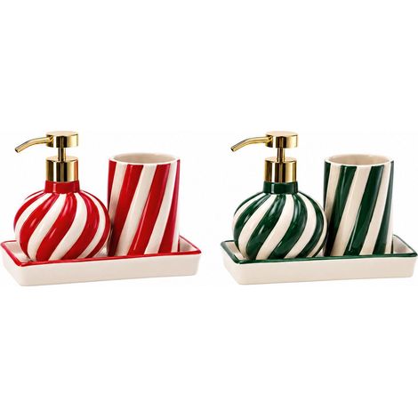 Ad Trend Set Bagno 2 Pezzi in Ceramica con Vassoio Assortito 19x10 cm 1 Set – Accessori Bagno (1/2)