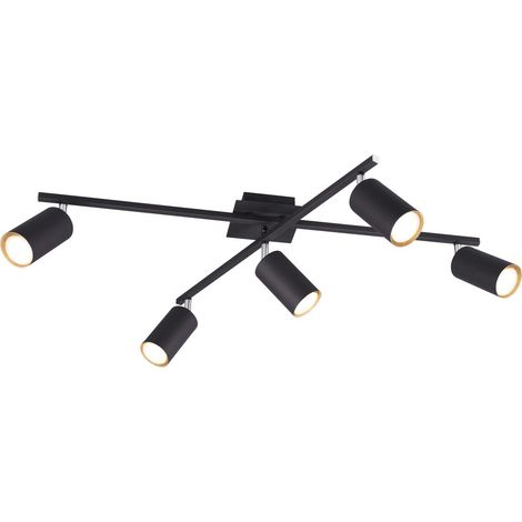 Plafonnier spot orientable 5x GU10 en métal noir VANTOS Trio pour salon et cuisine (1/2)