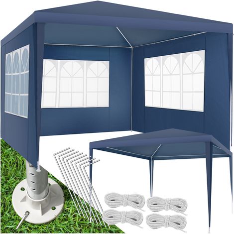 Pavillon imperméable 3x3m avec 3 parois latérales amovibles bleu