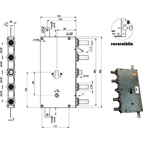 Serratura di Sicurezza Triplice Cilindro E82 Ariete 5933 B per Serrature Moia