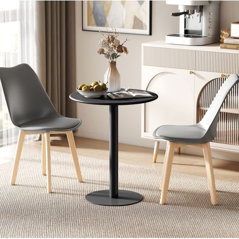Tavolo rotondo in acciaio nero Ø60x72 cm per 2 persone (1/5)