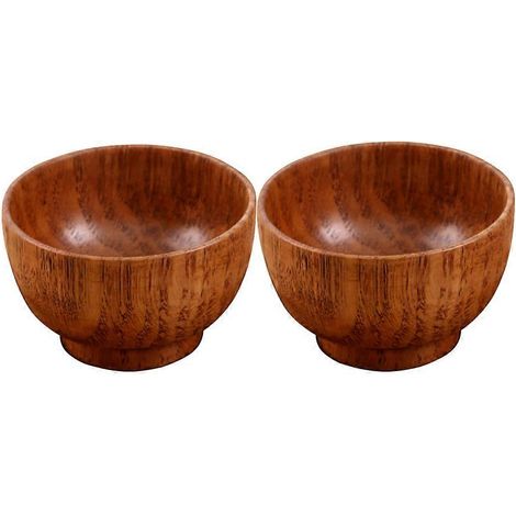 Bol en bois fait main pour la cuisine, lot de 2, matériau marron (1/5)