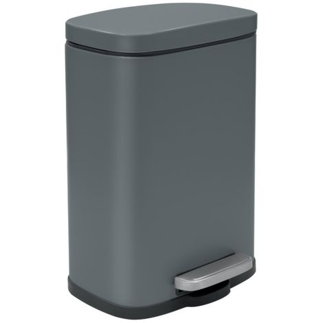 Spirella – Poubelle à pédale 12L en acier gris mat – Insert plastique avec poignée – Ouverture facile avec pédale – Dimensions 28x19,3x37,9cm