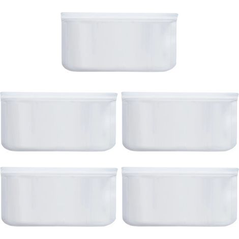 5 sacs de conservation alimentaire, fermeture zip double, étanches, réutilisables, pour fruits et sandwichs (1/5)