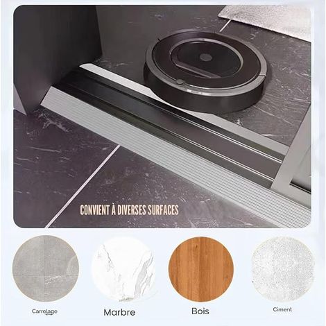 Rubber Door Threshold Ramp 6.5 x 1 x 100 cm for Robot Vacuum Cleaner, Ramp, Door Sill, Transition Rail, Self-Adhesive for Wheelchair, Walker and Scooter, Grey (1/2)