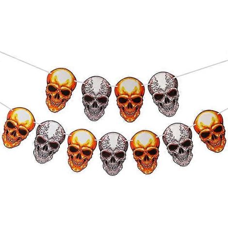 Guirlande d'Halloween, bannière, squelette, sorcière, citrouille, drapeau, décoration de fête d'Halloween pour la maison, le bar, les ornements de maison hantée, PropStyle 1