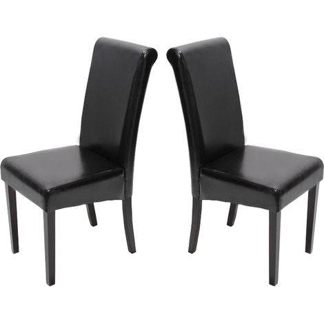 [NUNCA USADO] Lote de 2 sillas de comedor Silla de cocina Novara II, cuero, negro, patas oscuras (1/3)