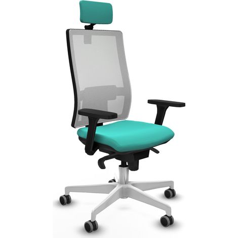 Horna sincro malla blanca similpiel turquesa brazos 3D base blanca cabecero 2D ruedas 65mm engomadas (1/5)