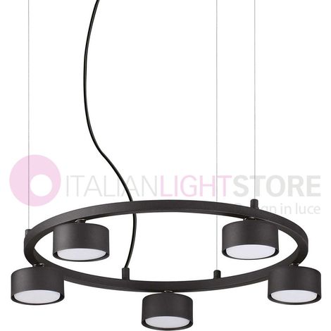 Sospensione Industrial-Minimal Minor Metallo Nero 5 Luci Gx53 9W 3000K (1/3)