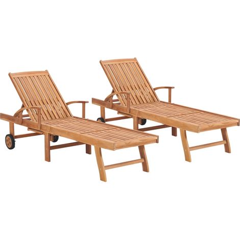 Sonnenliegen 2 Stk. Massivholz Teak vidaXL