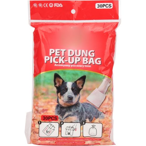 Sac à déjections canines double couche jetable pour animaux de compagnie, cueillette épaisse pour petits et moyens animaux de compagnie (30 pièces) (1/5)