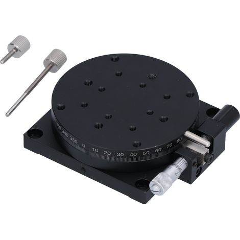 Table rotative manuelle 360° avec micromètre, platine linéaire de réglage fin, diamètre 80 mm, modèle RBA80, précision de positionnement pour établi et bricolage. (1/5)