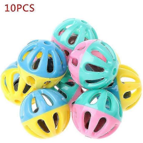 Lot de 10 balles interactives colorées et creuses pour chat, avec clochettes. (1/5)