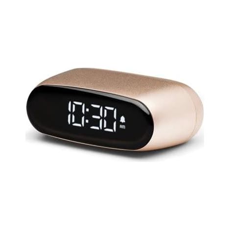 MINUT Mini Réveil Compact avec écran VA LCD Pure Black, Commande Tactile, Fonction Snooze et rétroéclairage, Batterie Rechargeable, Finition Aluminium - Or (1/5)