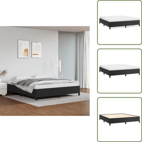 Cadre de lit sans matelas noir 160x200 cm similicuir - Cadre De Lit - Lit Double - Similicuir - Meuble Chambre - Literie (1/5)