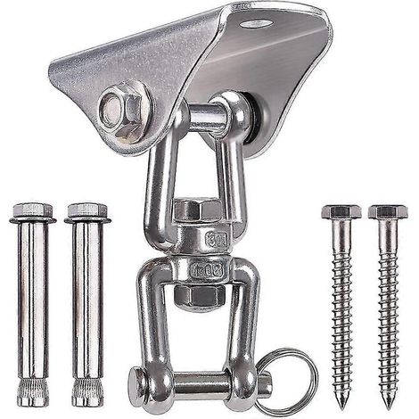 Crochet pivotant robuste de 450 kg - Rotation à 360° en acier inoxydable (fixation par 4 vis) (1/5)