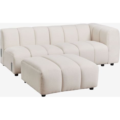 Divano angolare destro componibile 2 pezzi e pouf in tessuto bouclé Eliot SKLUM            