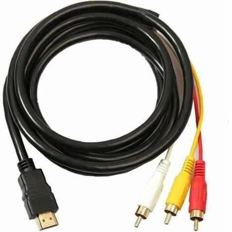 Câble HDMI vers RCA - Convertisseur Unidirectionnel - Pour Lecteur DVD TV Projecteur - 1,5 M - 3 Pièces (1/4)