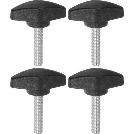 4Pcs Boutons à Ailettes En T, Vis à Pouce M6 X 30mm, Filetage Mâle Standard, Poignées En Plastique, Boutons de Serrage à Main, Vis à Pouce, Noir. (1/5)