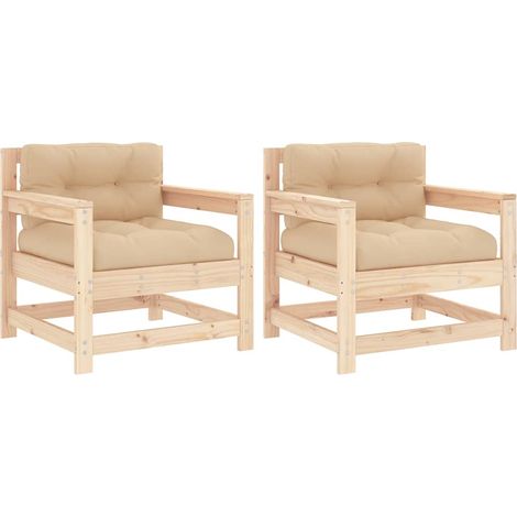 Maison Exclusive - Sedie da Giardino con Cuscini 2 pz Legno Massello di Pino