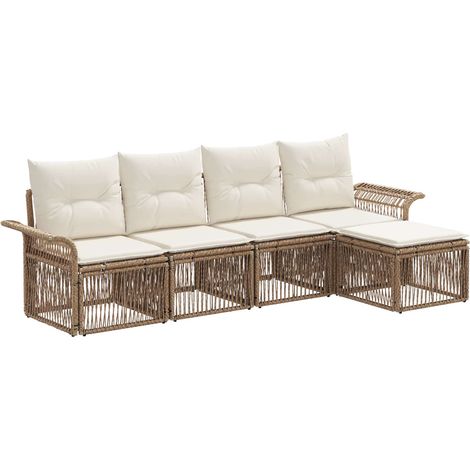 Conjunto de sofás de jardín 5 pcs Beige ratán sintético vidaXL