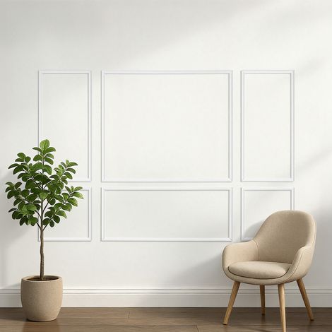 VEVOR Wandform-Set, 3er-Pack, 57,91/121,92/143 cm Stuckleisten aus Lackierbarem Polystyrol, Wasserfeste Wandleiste, Zierleiste für Wände, Friesleisten für Wohnzimmer, Schlafzimmer, Zuhause, Weiß (1/5)