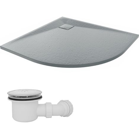 NRG 900 x 900mm SMC Anthracite Quadrant Slate Effect Bathroom Shower Tray & Fluidmaster Fast Flow Waste Trap (1/5)