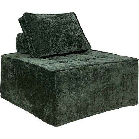 Fauteuil en tissu pour canapé modulable avec coussin vert - Tiby