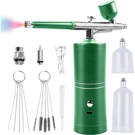 Kit aérographe avec compresseur, pistolet aérographe portable, kit aérographe rechargeable, aérographe sans fil avec compresseur pour la conception des ongles, la décoration de gâteaux, le maquillage (1/5)