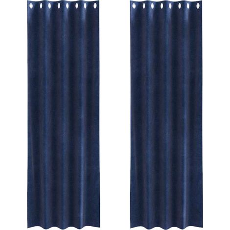 Rideaux avec des rideaux 2 pcs Bleu foncé 140 x 245 cm Velours CFW99792 (1/5)