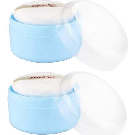 Boîte à talc vide avec houppette épaisse et tamis, idéale pour la maison et les voyages.-1 pcs-Blue (1/4)